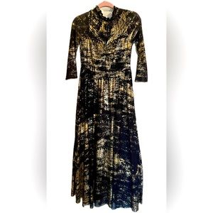 NWT Ted London WMD-IGGIRY Maxi Metallic 3/4 sleeve dress